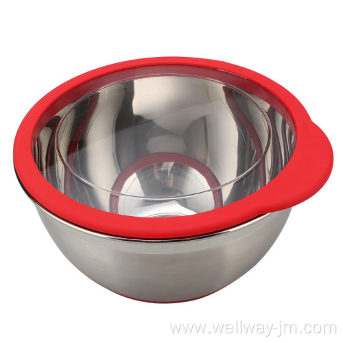 Stainless Steel deep Bowl Set With Plastic Lids